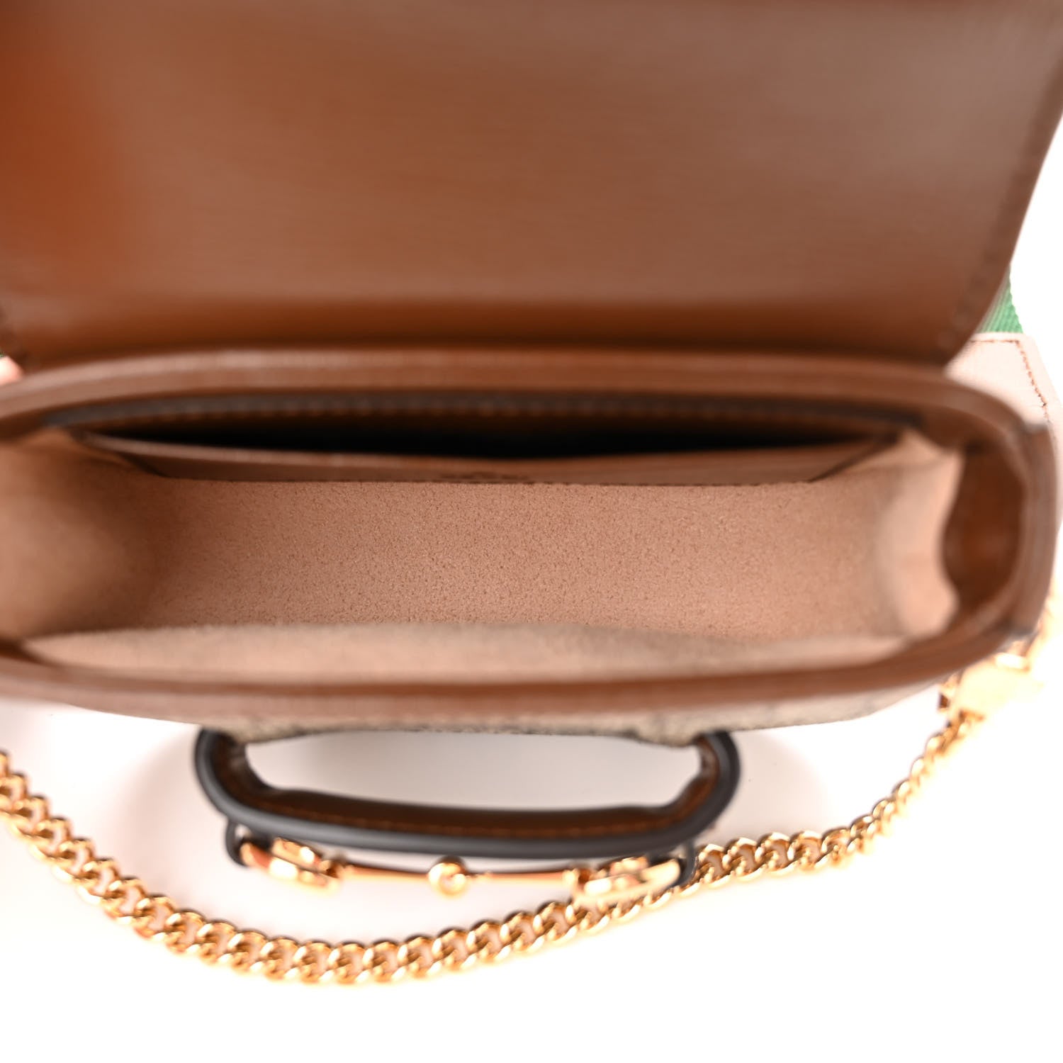 Gucci GG Supreme Monogram Azalea Calfskin Web Horsebit 1955 Wallet On Strap Beige Ebony Brown Sugar 5 of 9