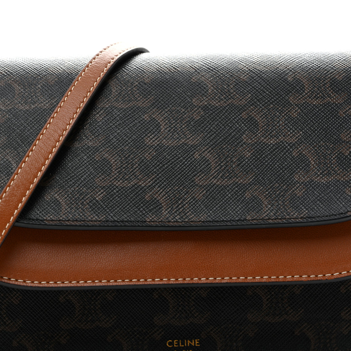 Triomphe Canvas Lambskin Wallet On Strap Tan
