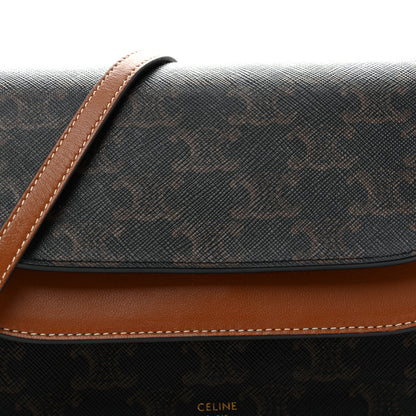 Celine Triomphe Canvas Lambskin Wallet On Strap Tan 9 of 12