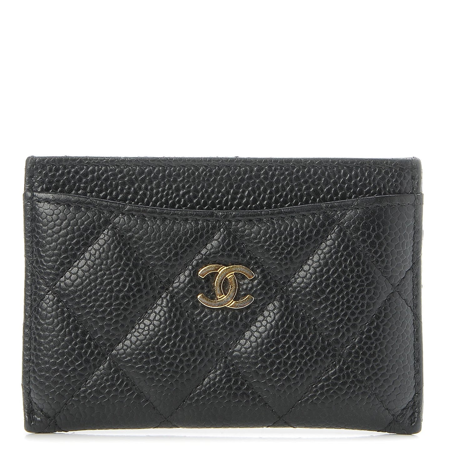 Caviar Quilted Card Holder Black