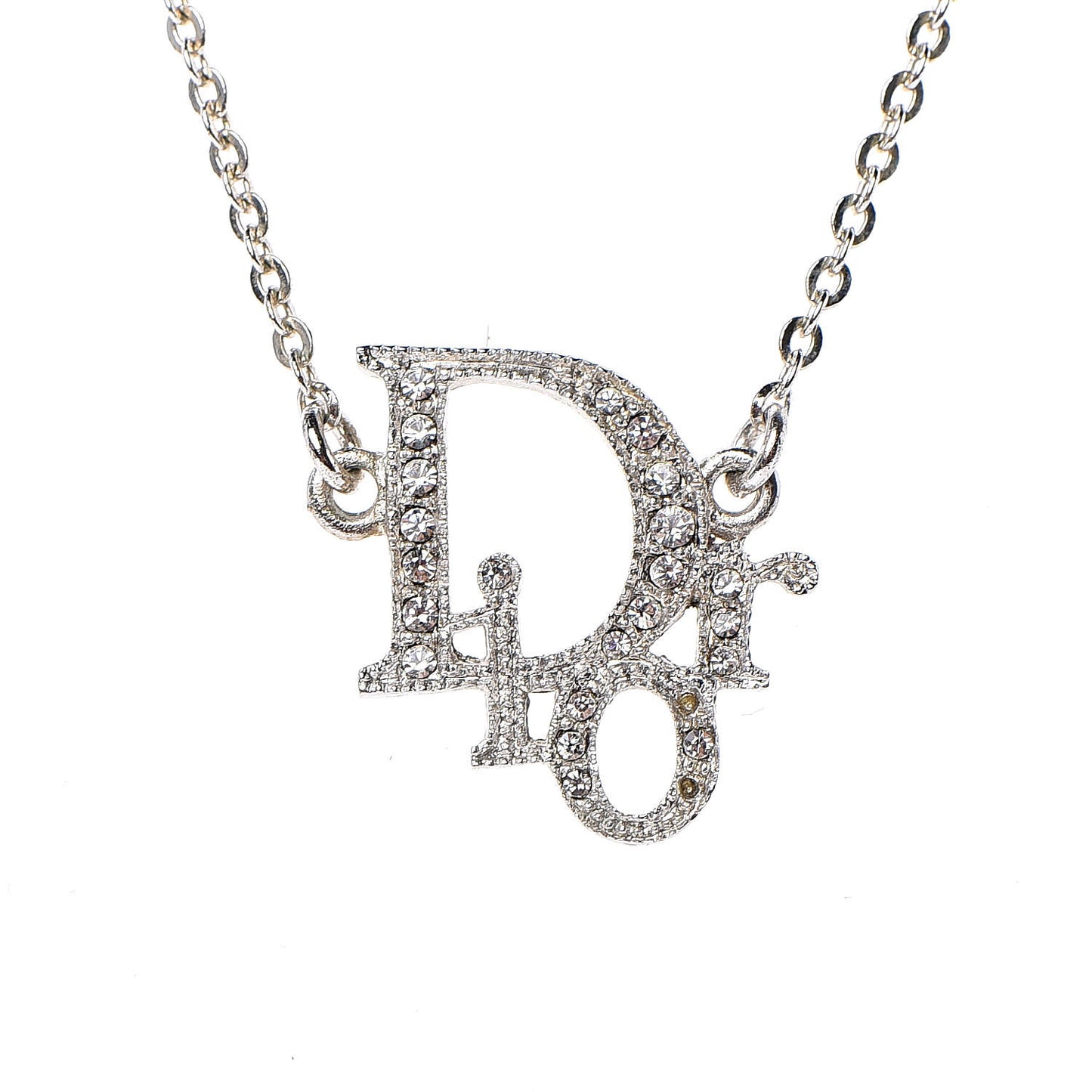 Crystal Logo Necklace Silver
