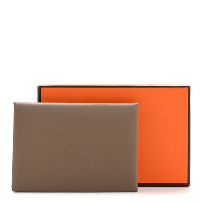 Hermes Epsom Calvi Duo Card Case Etoupe 9 of 9