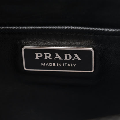 Prada Saffiano Baiadera Striped Medium Galleria Double Zip Tote Black Fuoco White 6 of 12