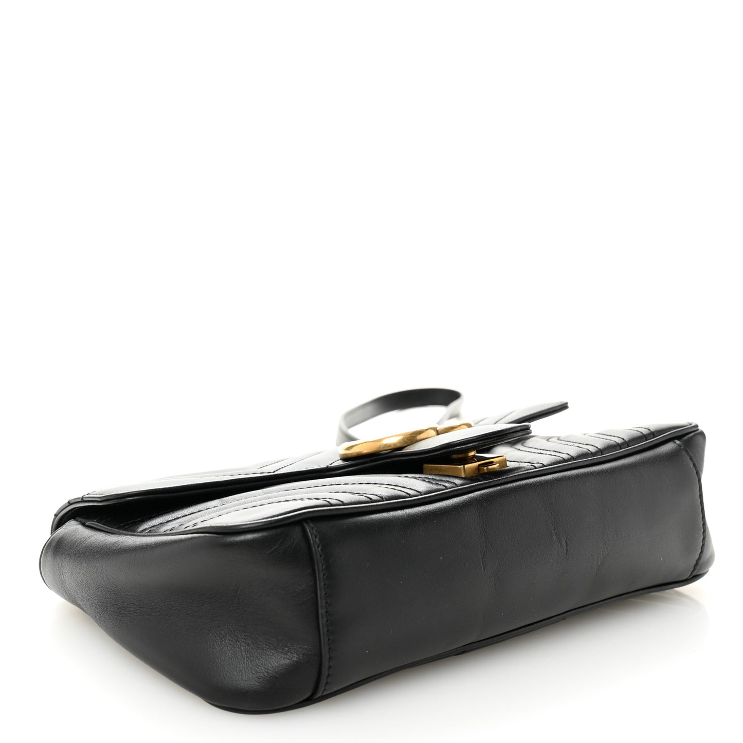 Calfskin Matelasse Small GG Marmont Shoulder Bag Black