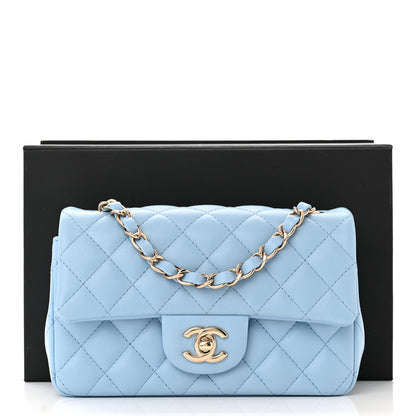 Chanel Lambskin Quilted Mini Rectangular Flap Light Blue 11 of 11