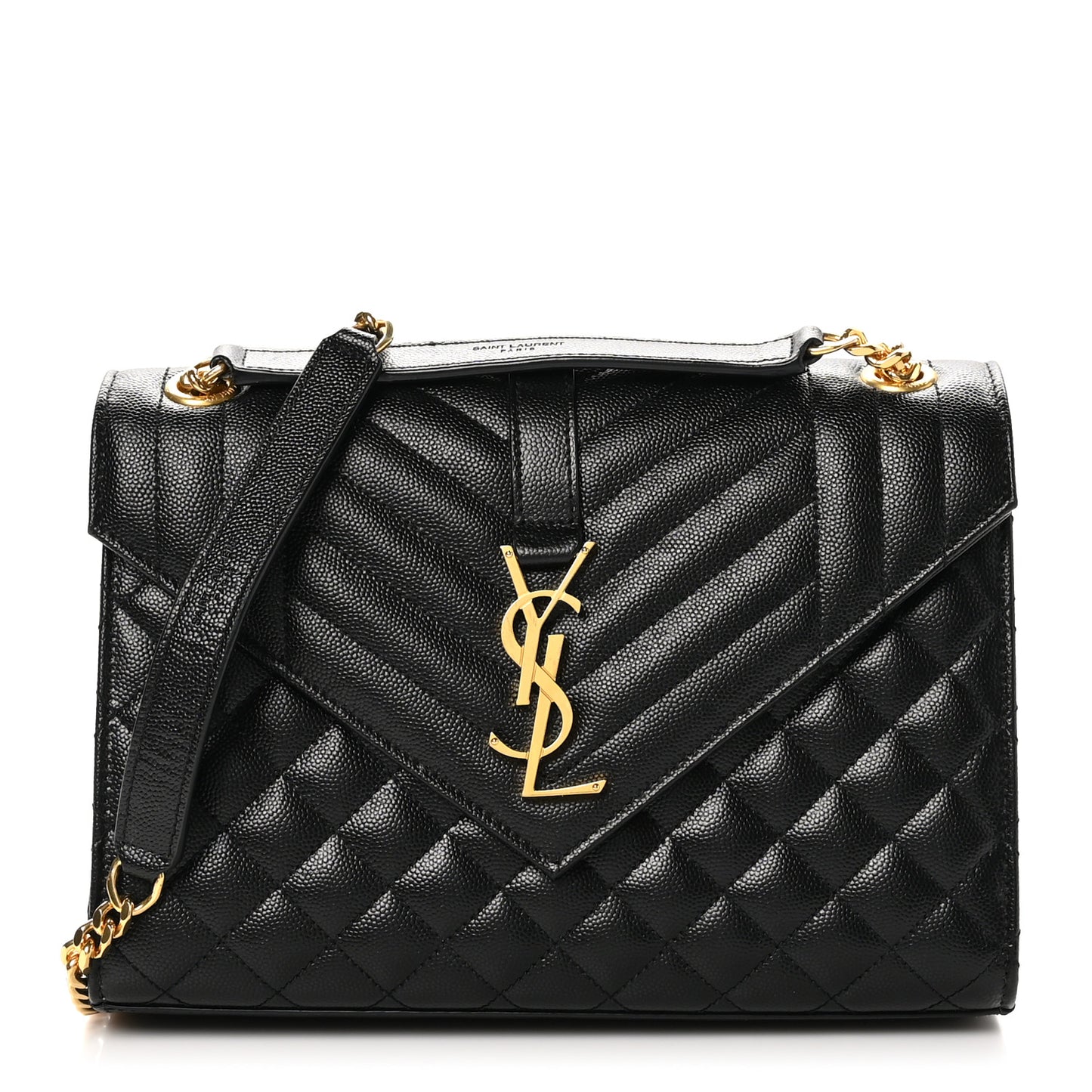 Grain De Poudre Textured Mixed Matelasse Triquilt Medium Monogram Satchel Black