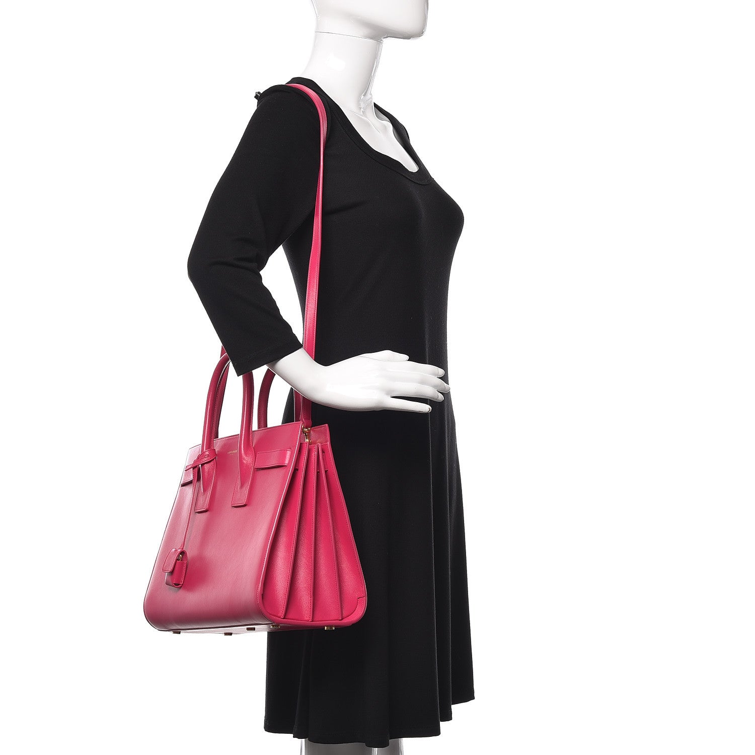 Saint Laurent Calfskin Small Sac De Jour Lipstick Fuchsia 2 of 8