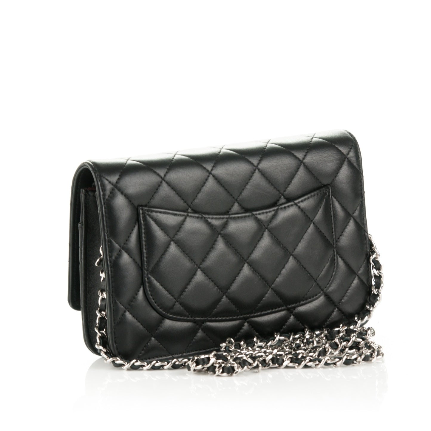 Lambskin Quilted Wallet On Chain WOC Black