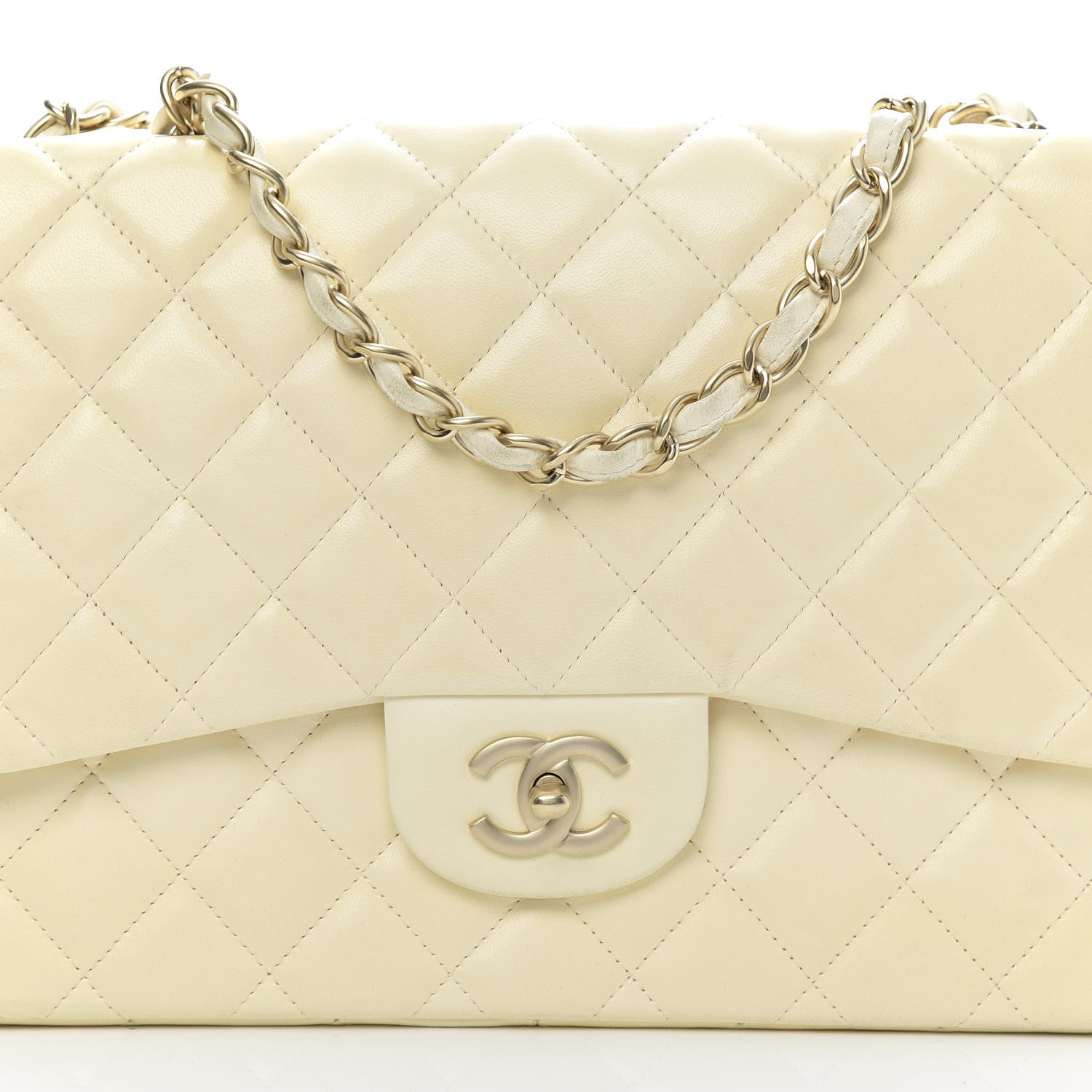 Chanel Lambskin Quilted Jumbo Single Flap Ivory 12 of 15