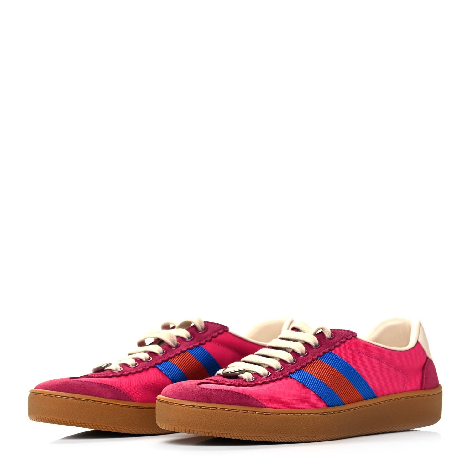Gucci Nylon Suede Web Womens G74 Sneakers 36 Box Pink Old Rose Bright Splash 3 of 8