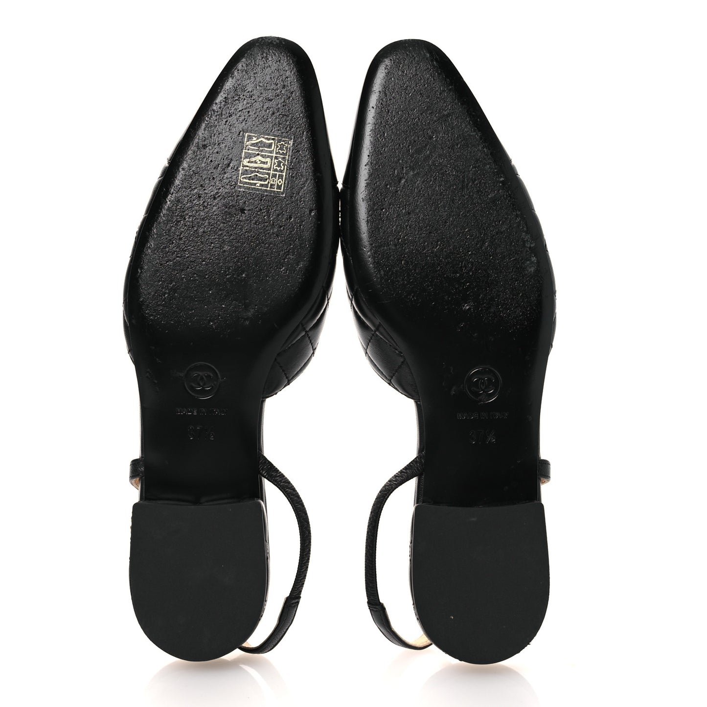 Lambskin Patent Cap Toe CC Slingback Flats 37.5 Black