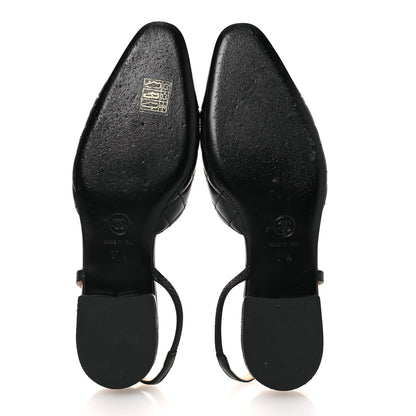 Chanel Lambskin Patent Cap Toe CC Slingback Flats 37.5 Black 7 of 11