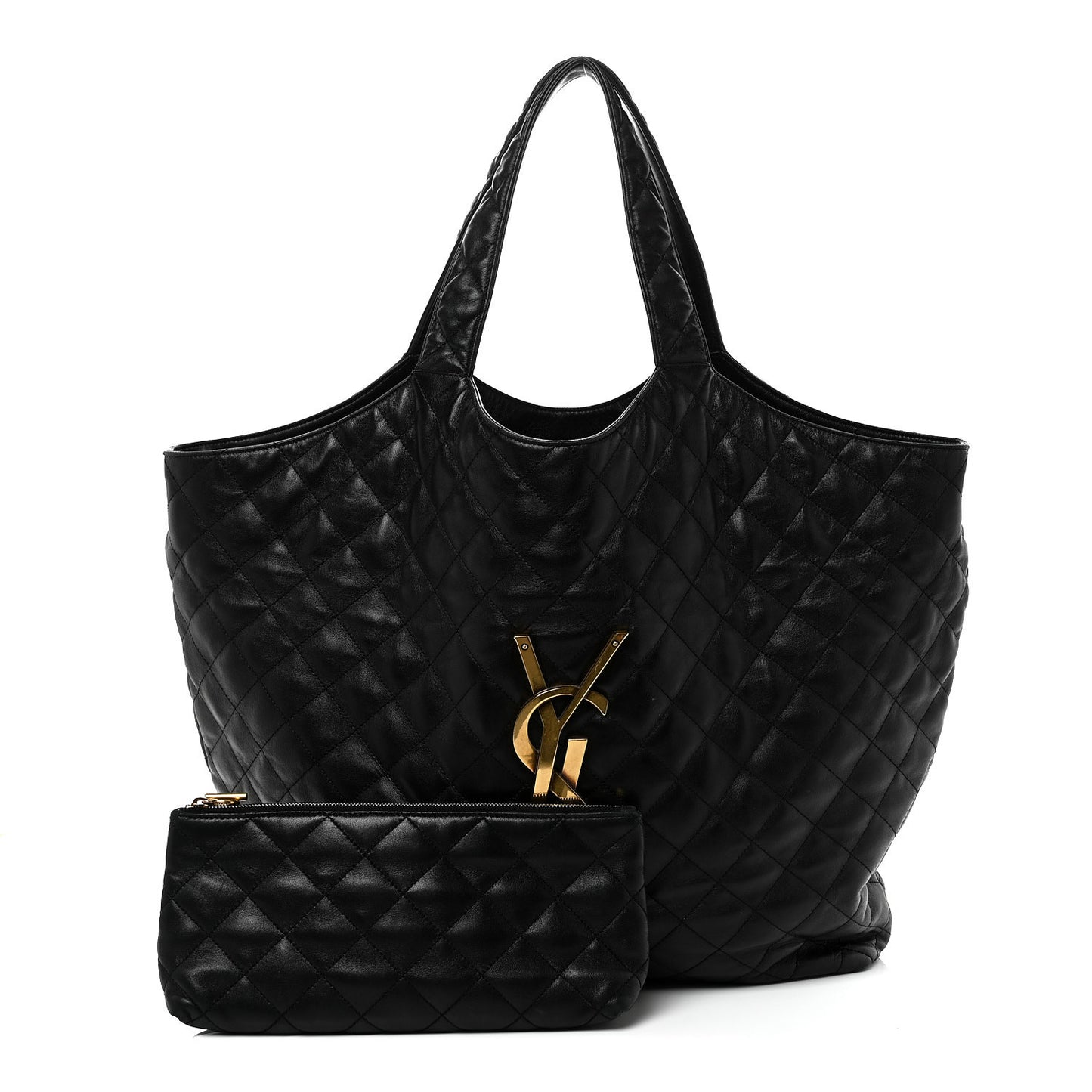 Lambskin Quilted Maxi Icare Shopping Tote Black