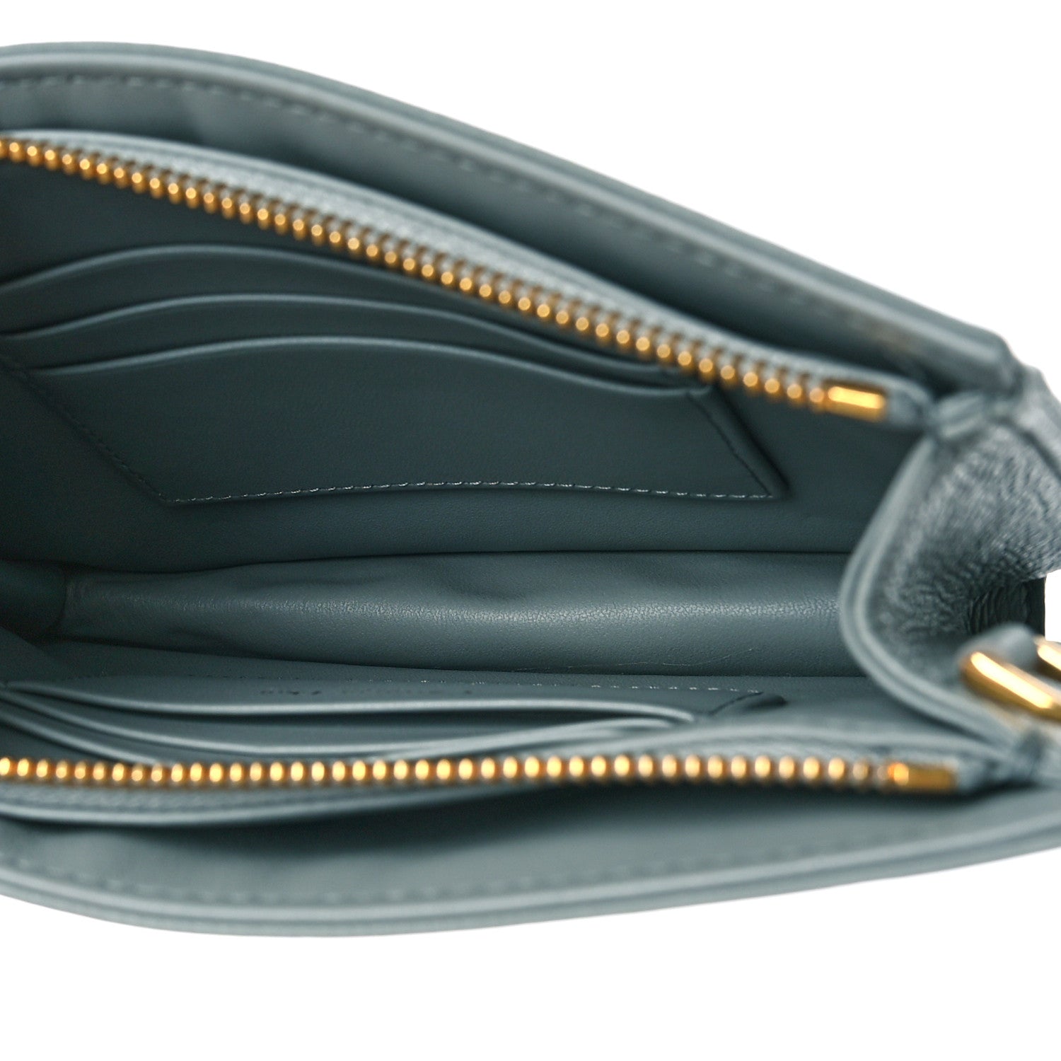 Christian Dior Calfskin Cannage Caro Zipped Pouch With Chain Cloud Blue 5 of 9