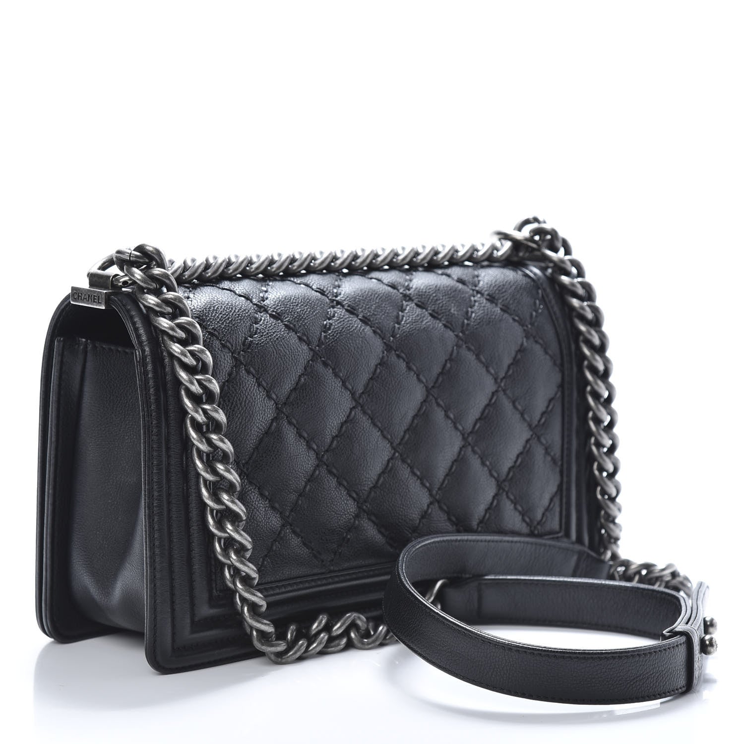 Chanel Calfskin Double Stitch Medium Boy Flap Black 3 of 12