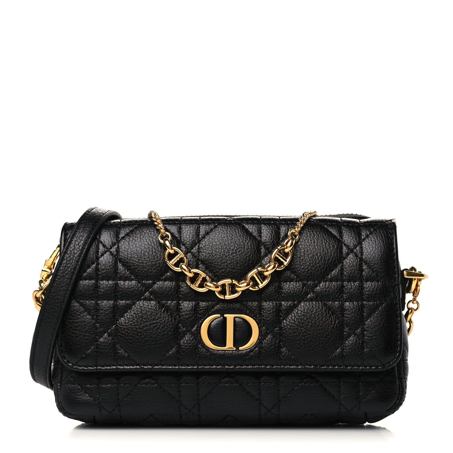 Christian Dior Supple Calfskin Cannage Caro Pouch with Chain Black 1 of 6