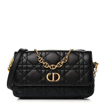Christian Dior Supple Calfskin Cannage Caro Pouch with Chain Black 1 of 6