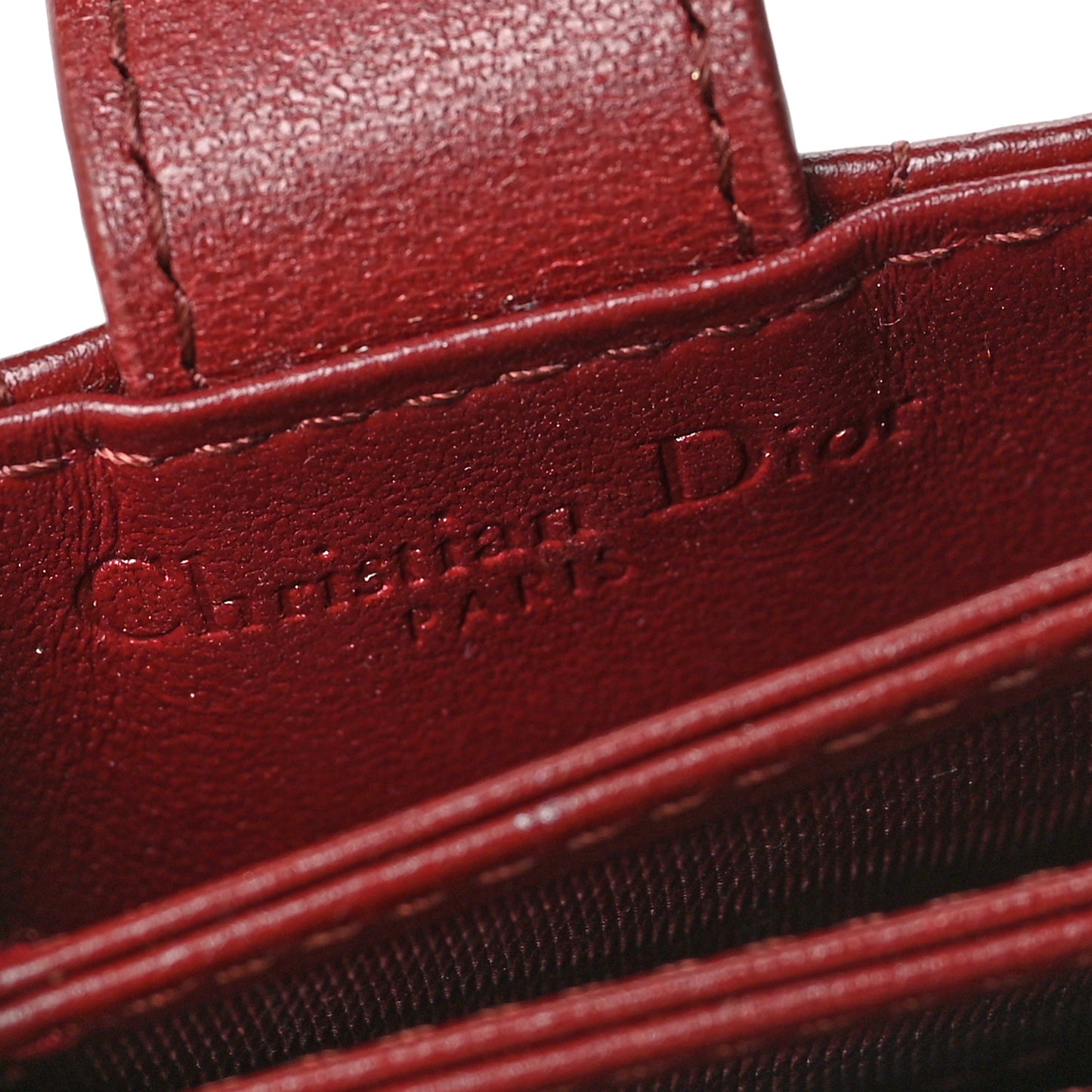 Lambskin Cannage Lady Dior 5-Gusset Card Holder Red