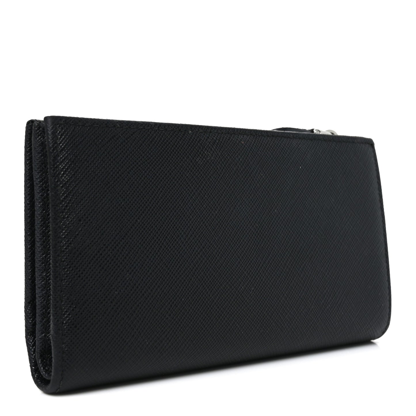 Saffiano Triangle Continental Zip Wallet Black