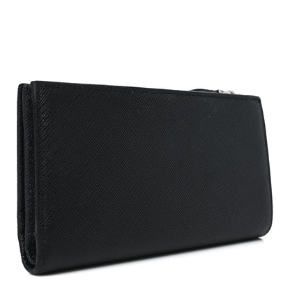 Prada Saffiano Triangle Continental Zip Wallet Black 3 of 8