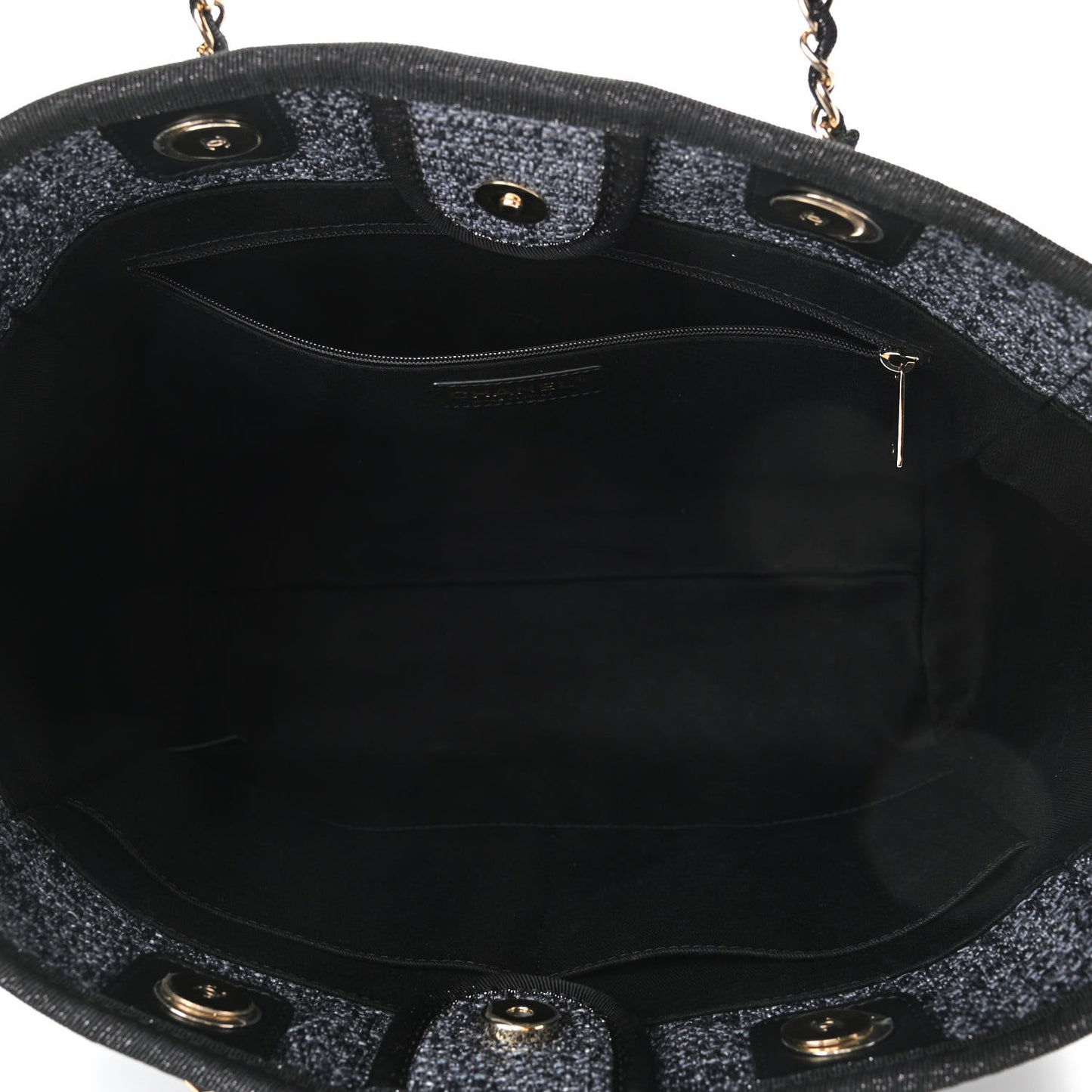 Lurex Boucle Small Deauville Tote Black