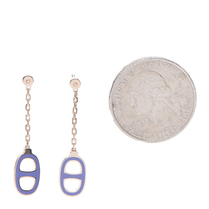 Hermes Rose Gold Lacquered Farandole Drop Earrings Pervenche 2 of 4