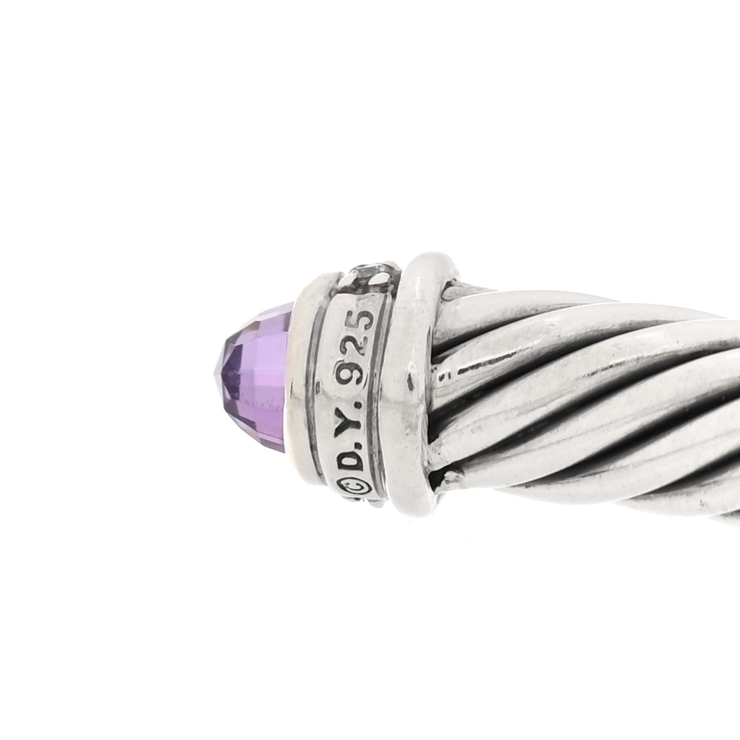 David Yurman Sterling Silver Diamond Amethyst 5mm Cable Classics Bracelet 3 of 3