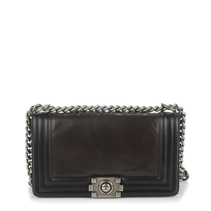 Chanel Glazed Calfskin Medium Boy Flap Black Brown 1 of 7
