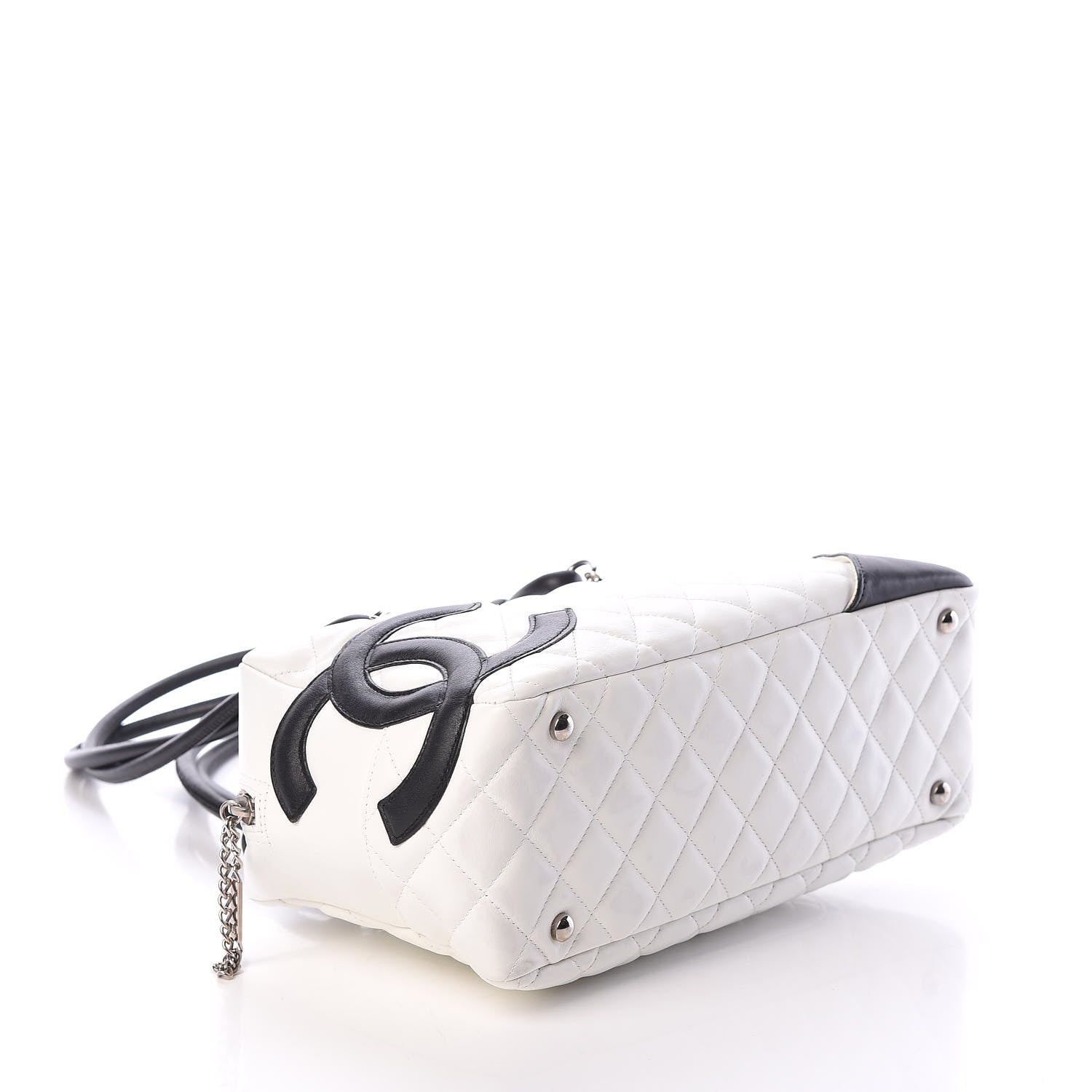 Chanel Calfskin Quilted Large Cambon Bowler White Black 4 of 10