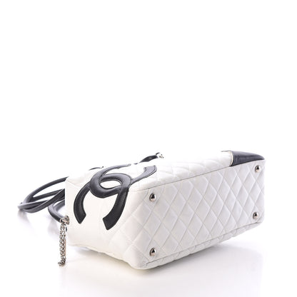 Chanel Calfskin Quilted Large Cambon Bowler White Black 4 of 10