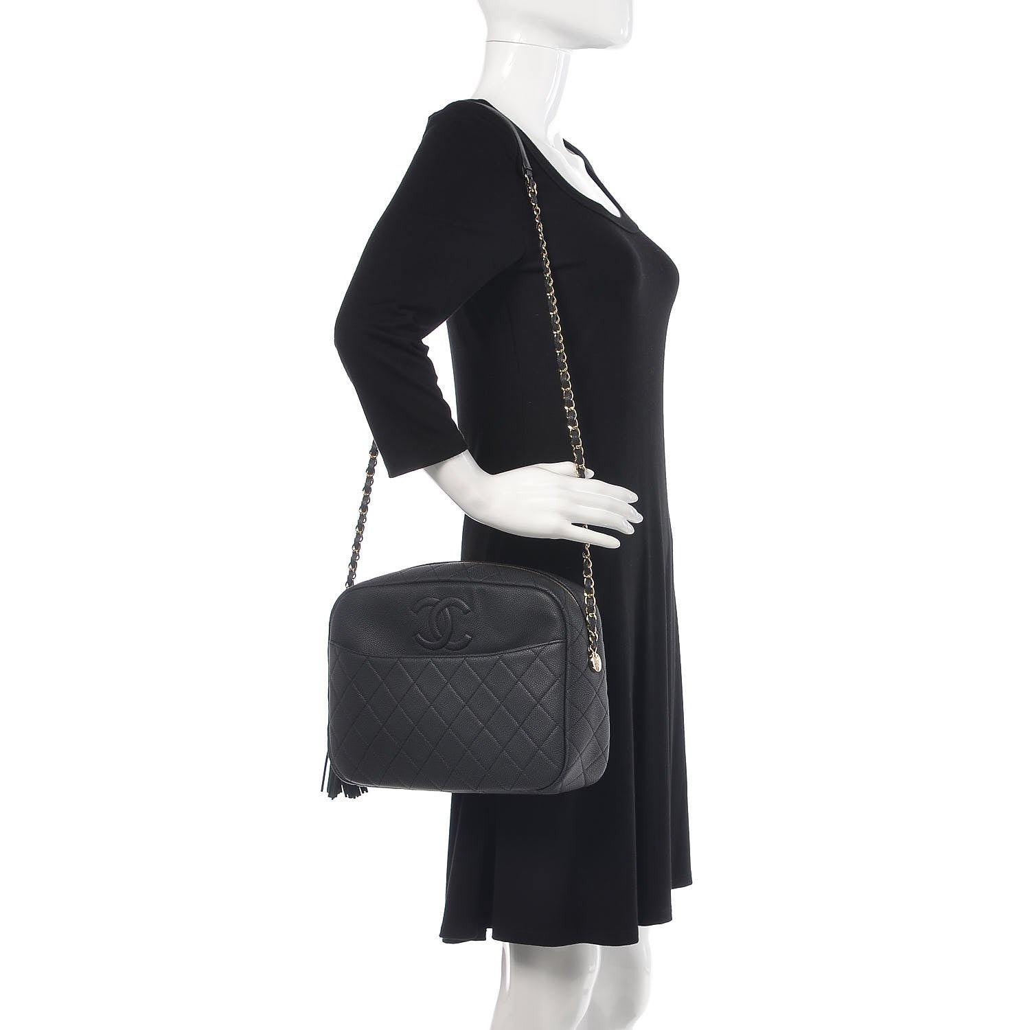 Chanel Caviar Quilted Large Coco Tassel Camera Case Black 2 of 9