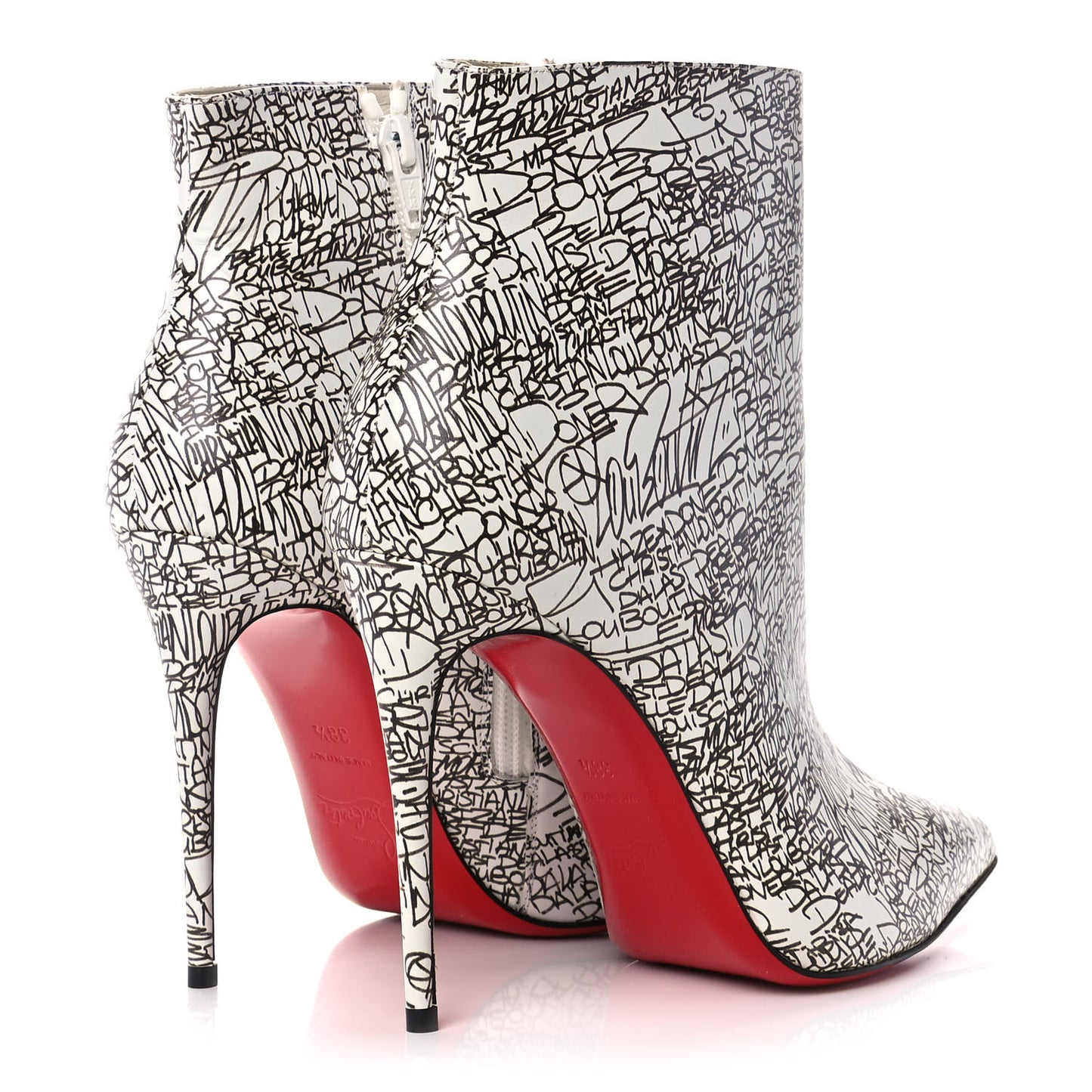 Calfskin Caligraf So Kate Booty 100 Ankle Boots 38.5 Black White