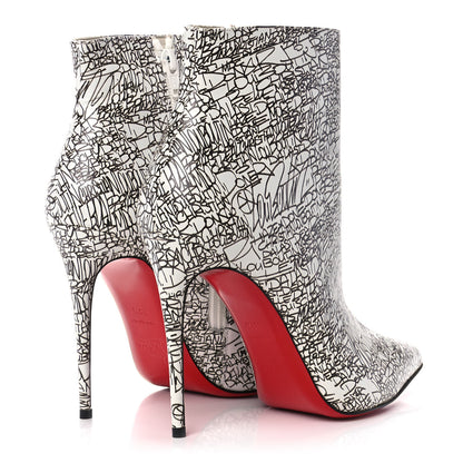 Christian Louboutin Calfskin Caligraf So Kate Booty 100 Ankle Boots 38.5 Black White 4 of 8
