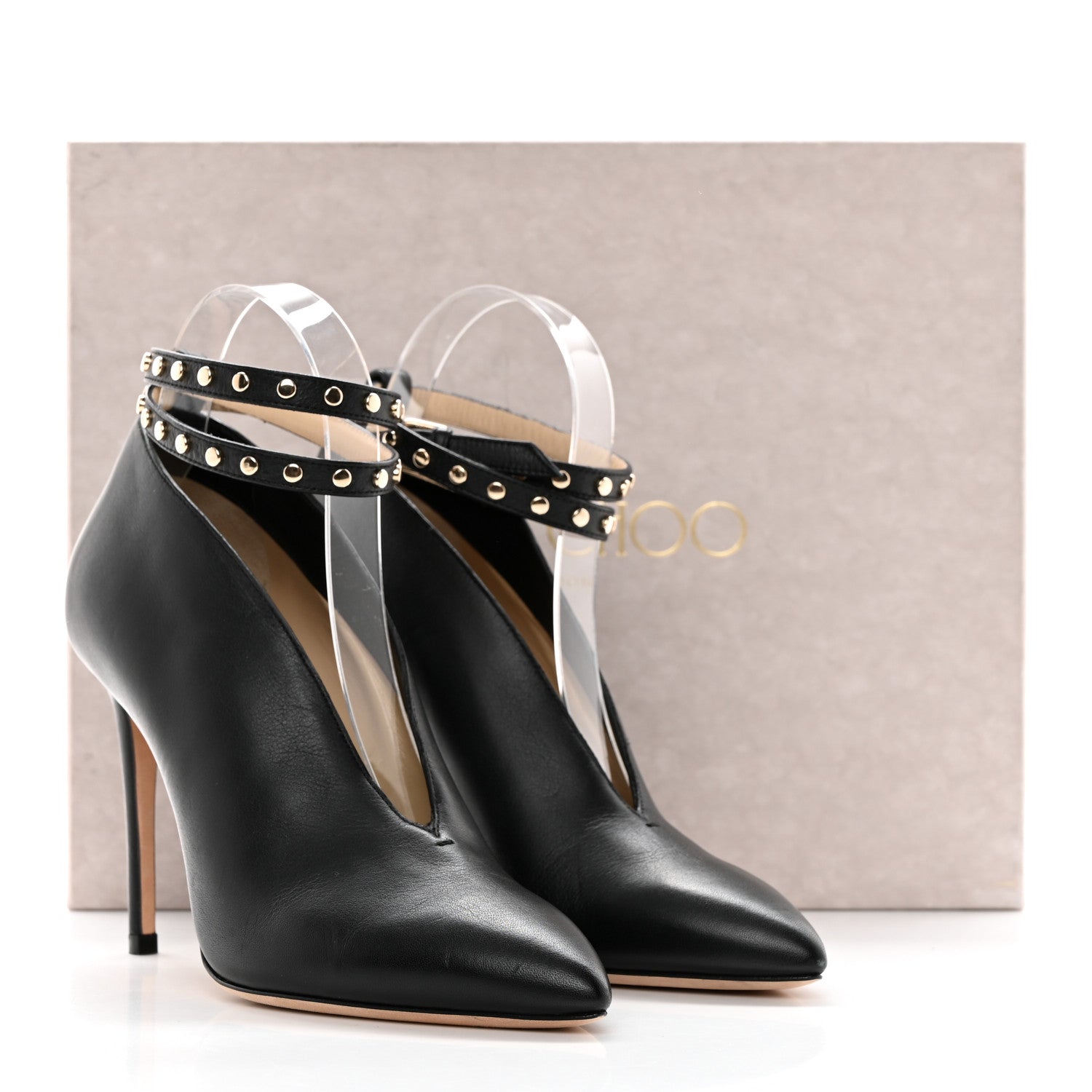 Jimmy Choo Shiny Calfskin Lark 100 Pumps 36 Black 8 of 8