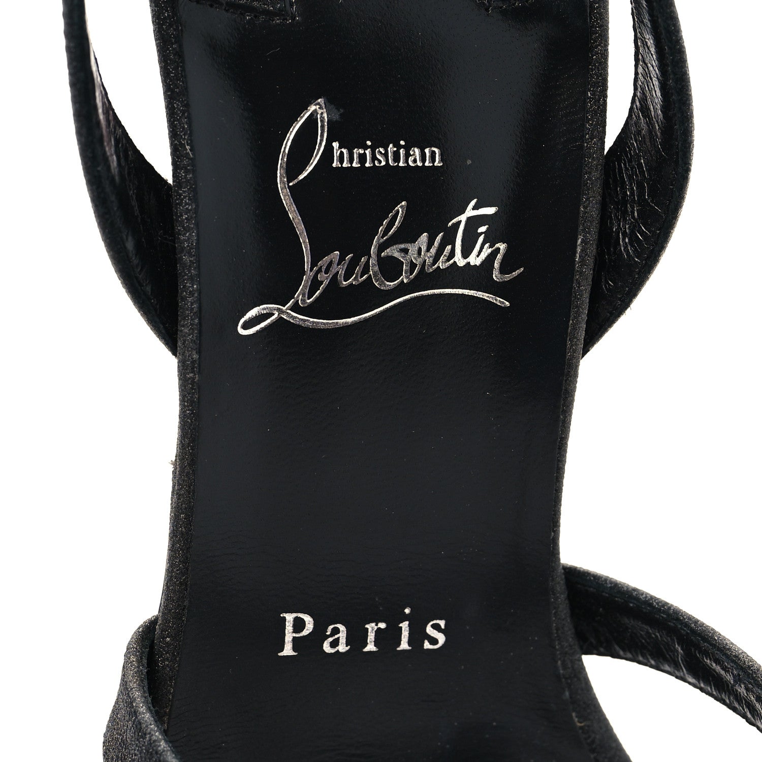 Christian Louboutin Glitter Calfskin Emilie 100 Slingback Sandals 39 Black 7 of 9