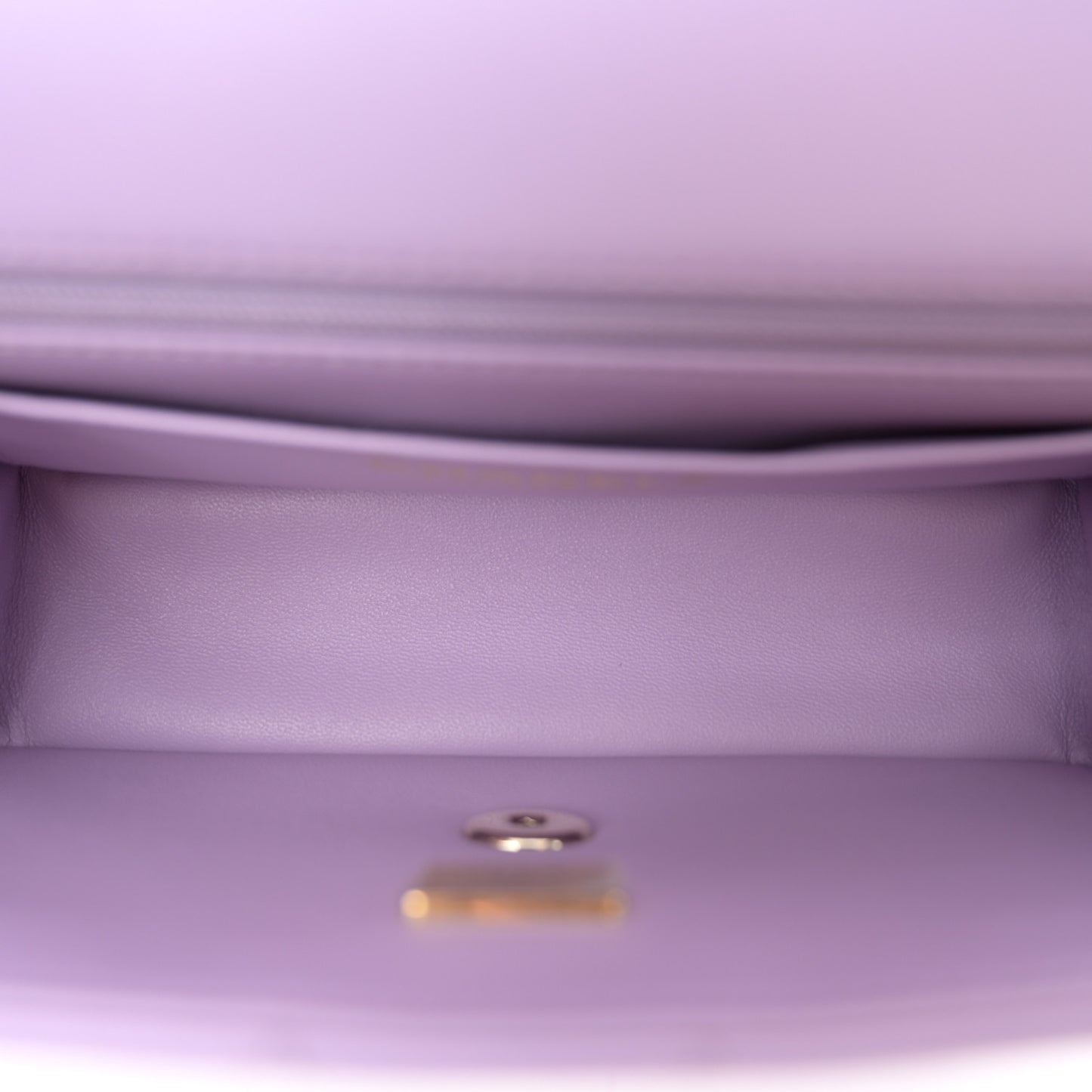Lambskin Quilted Mini Top Handle Rectangular Flap Light Purple