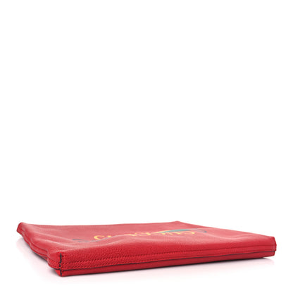 Gucci Pebbled Calfskin Medium Logo Portfolio Clutch Hibiscus Red 4 of 9