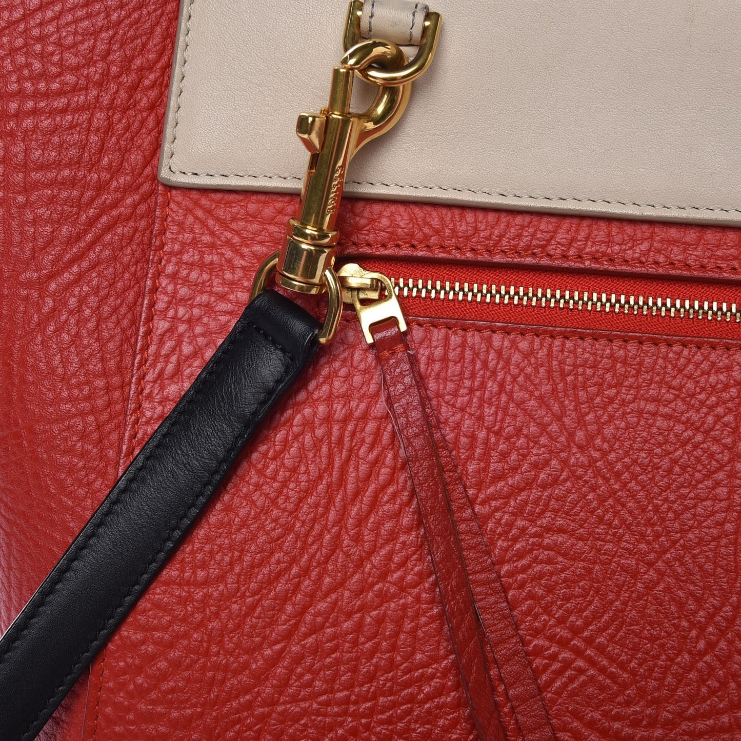 Elephant Calfskin Mini Tri-Color Belt Bag Vermillion