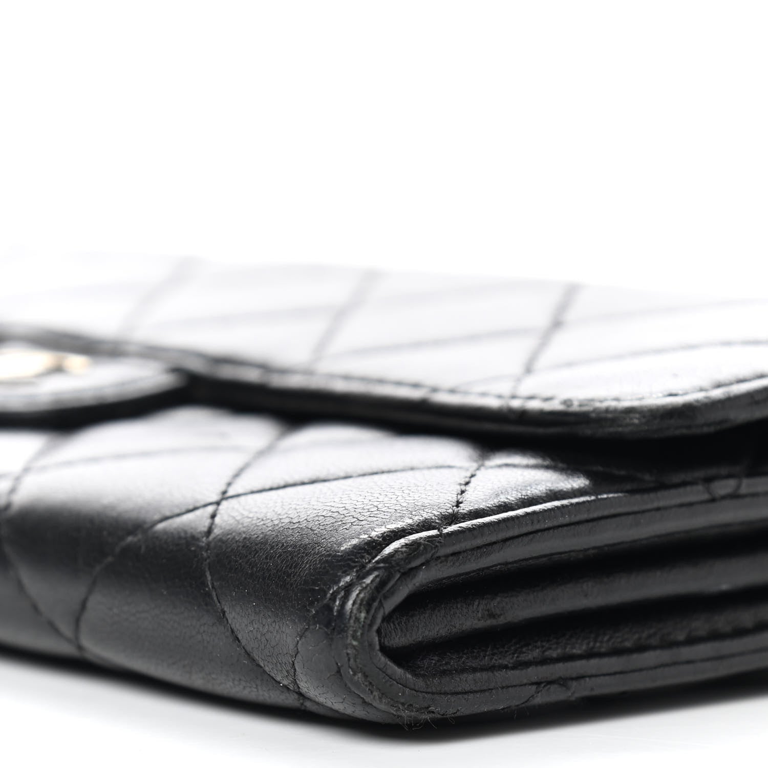 Chanel Lambskin Quilted Large Gusset Flap Wallet Black 10 of 24
