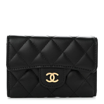 Chanel Lambskin Quilted Flap Card Holder Wallet Black 1 of 9