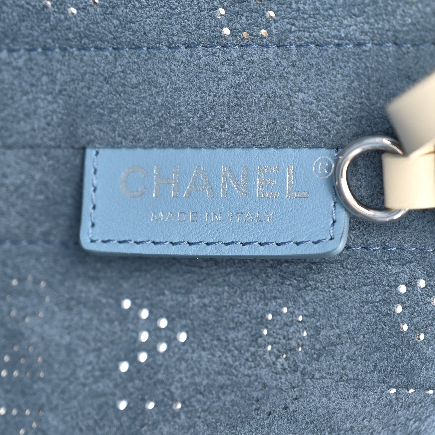 Chanel Calfskin Tweed Small Logo Eyelets Shopping Tote Beige 6 of 11
