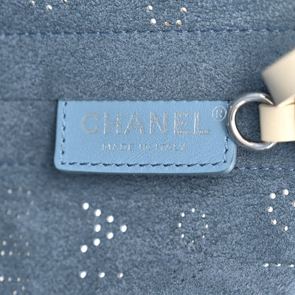 Chanel Calfskin Tweed Small Logo Eyelets Shopping Tote Beige 6 of 11