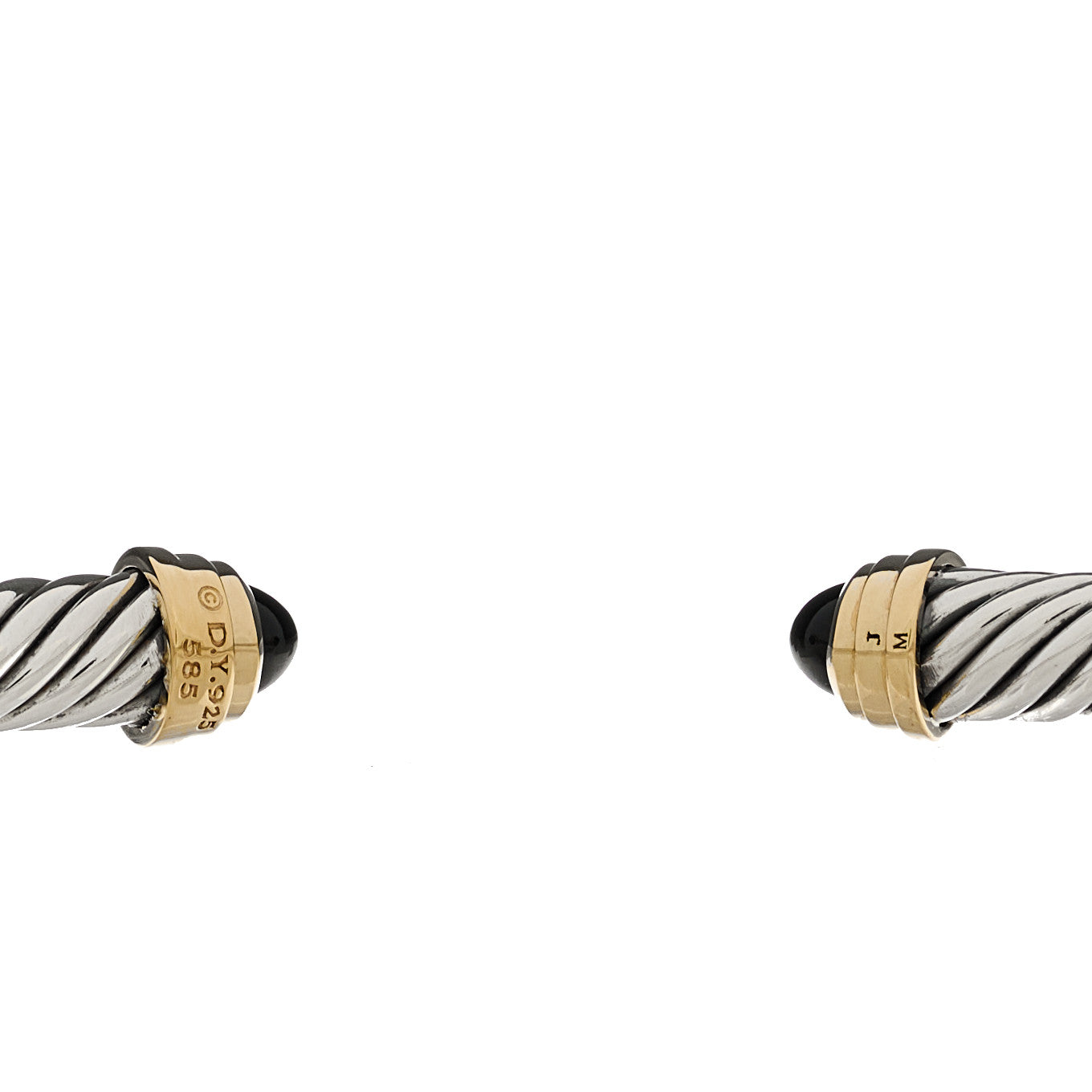 Sterling Silver 14K Yellow Gold Black Onyx 5mm Cable Classics Petite Color Bracelet