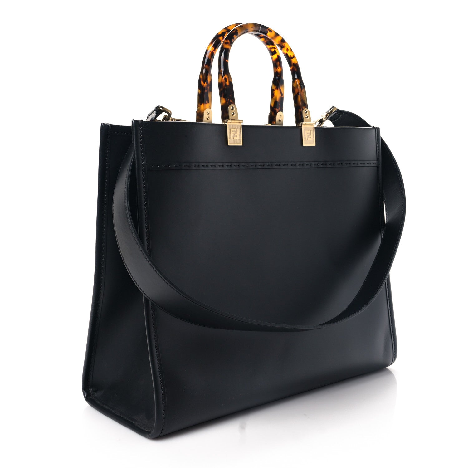 Fendi Vitello King Plexiglass Medium Fendi Sunshine Shopper Tote Black 3 of 8