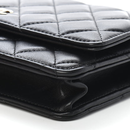 Chanel Lambskin Quilted Wallet On Chain WOC Black 10 of 10