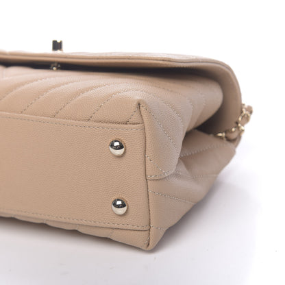 Chanel Caviar Chevron Quilted Mini Coco Handle Flap Beige 9 of 10
