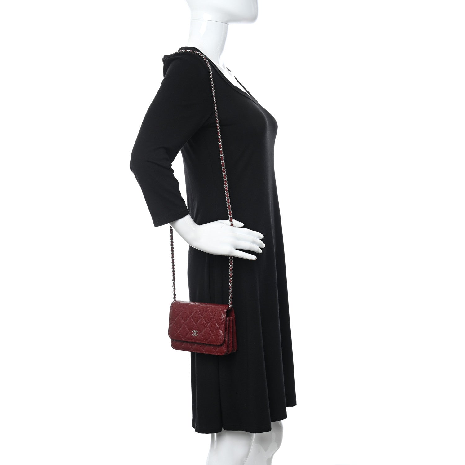 Chanel Caviar Quilted Mini Wallet On Chain WOC Red 2 of 12