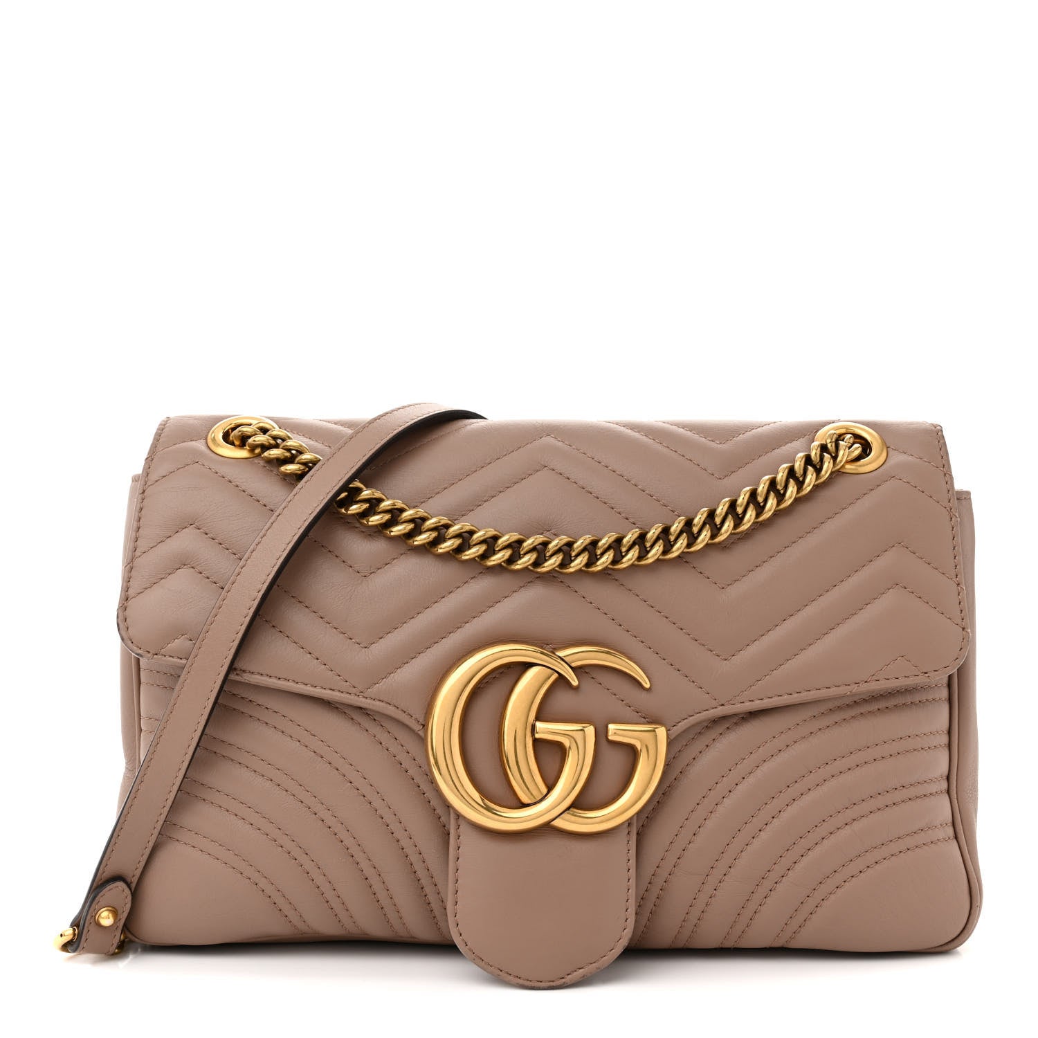 Gucci Calfskin Matelasse Medium GG Marmont Shoulder Bag Porcelain Rose 1 of 11