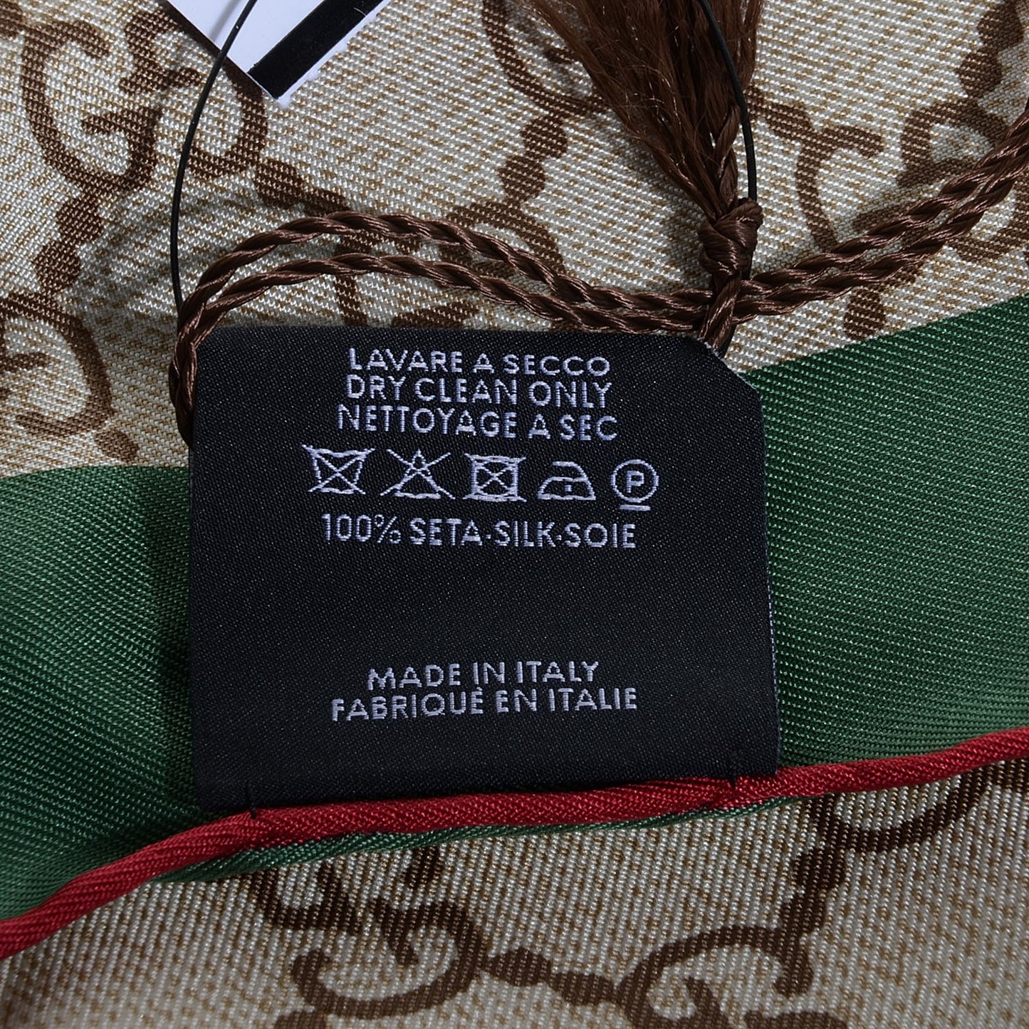 Silk Monogram Web Square Scarf Brown