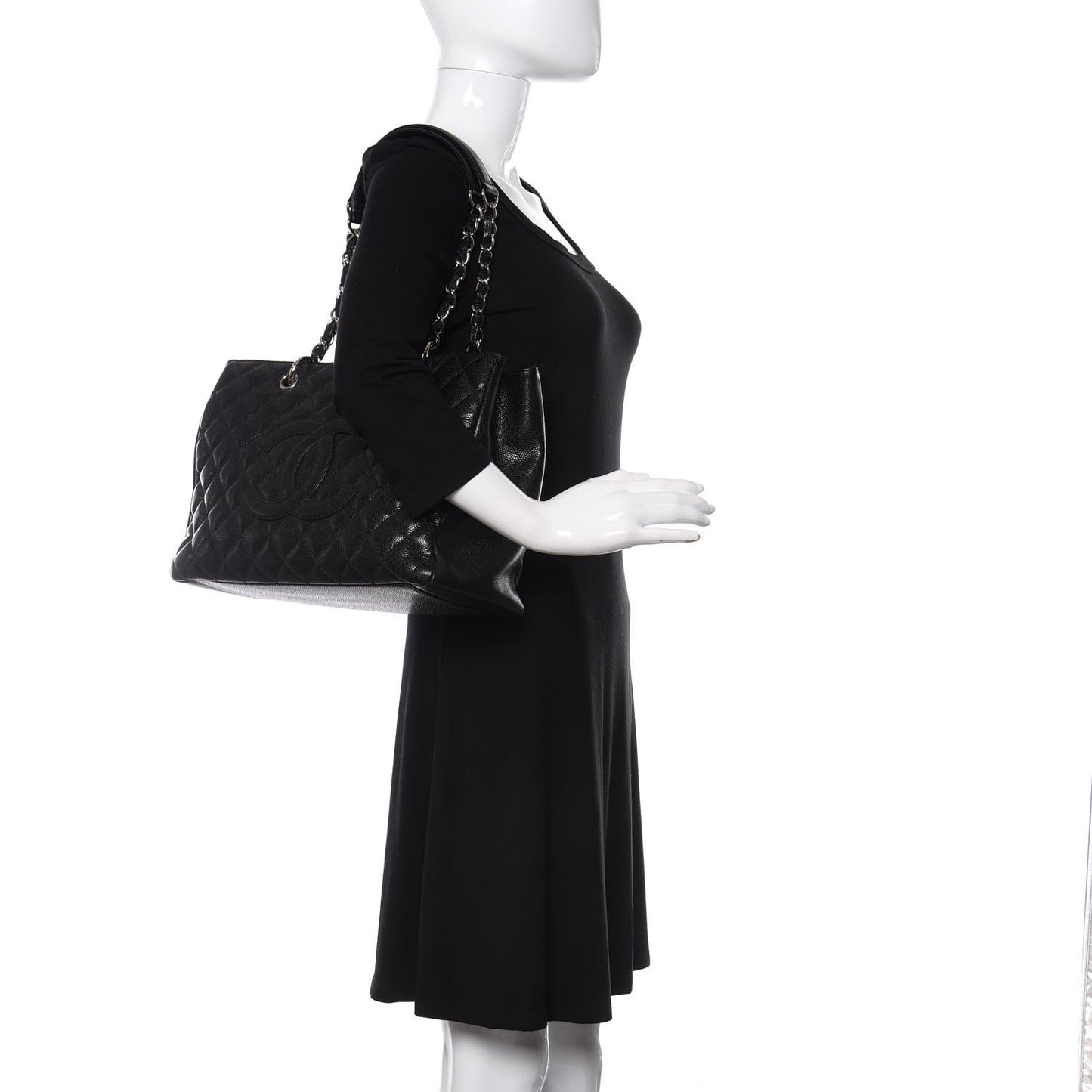 Caviar Quilted Grand Shopping Tote GST Black